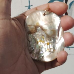 Pearlescent Shell Pendant Necklace - Iridescent White